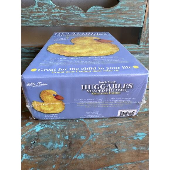 Huggables Latch Hook Duck Shaped Pillow #36205 MCG Textiles 12x12 Rubber Ducky - Picture 7 of 7